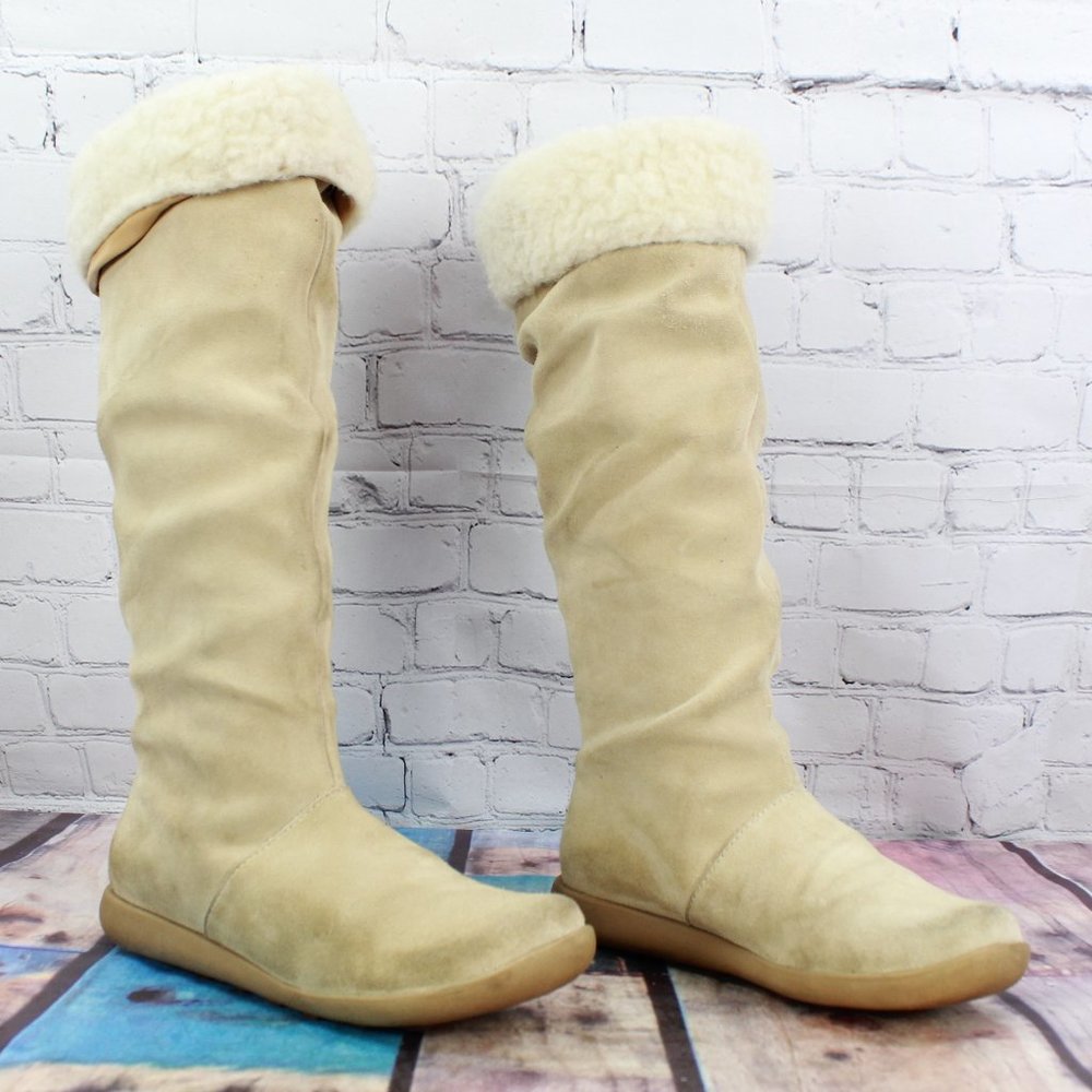 Women's Adelaide Tan Suede Faux Fur Pull On Tall Winter Boots Size 5.5 M - Picture 3 of 12